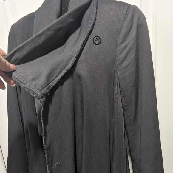 AllSaints | Hoxton Monument Coat in Charcoal Grey Raw Hem - Picture 7 of 16